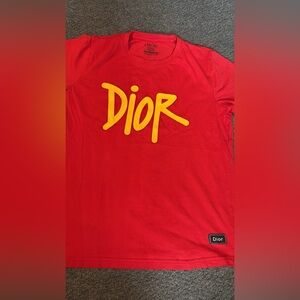 Dior Vibrant Red Tee with Bold Yellow Script